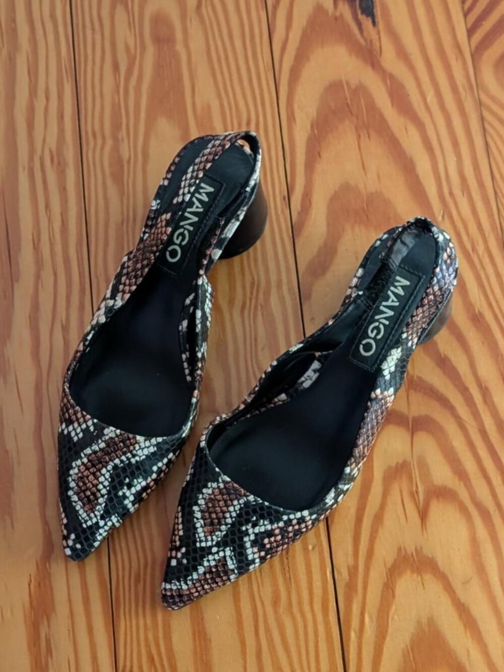 Mango snakeskin slingback heels